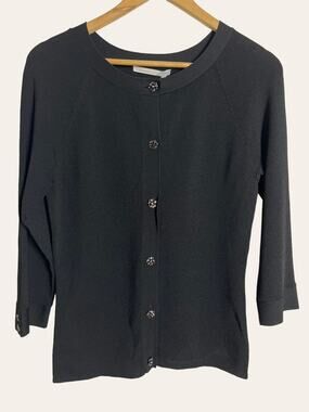 Classiques Entier Black Knit Embellished Button Cardigan Sweater Size M